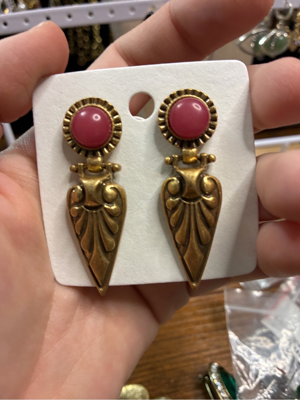 Joan Rivers Gold-Tone Drop Earrings with Pink Stone Accent